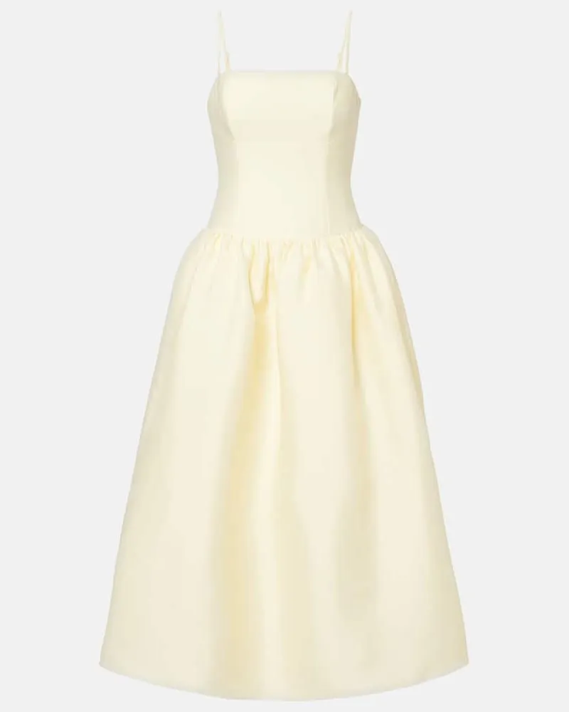 Self-Portrait Midikleid aus Taft Gelb