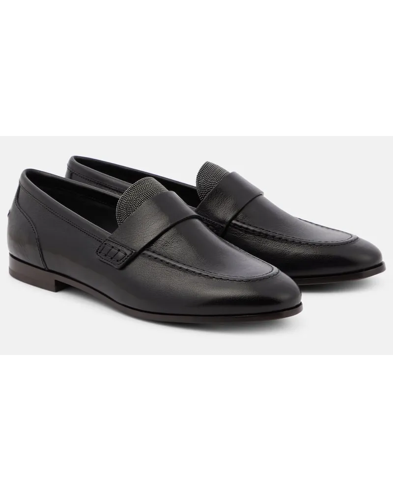 Brunello Cucinelli Loafers Monili aus Leder Schwarz