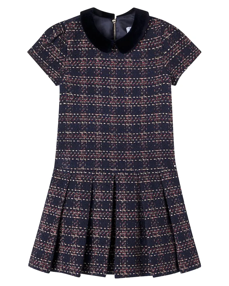 Tartine et Chocolat Kleid aus Tweed mit Samt Blau