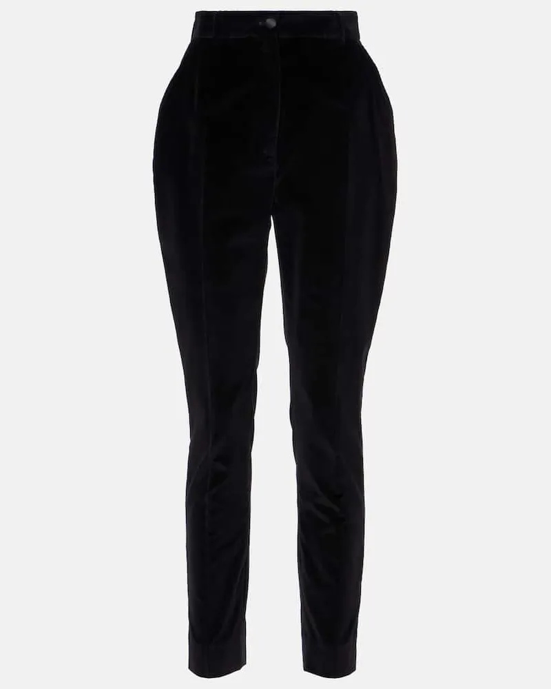 Dolce & Gabbana High-Rise-Smokinghose aus Samt Schwarz