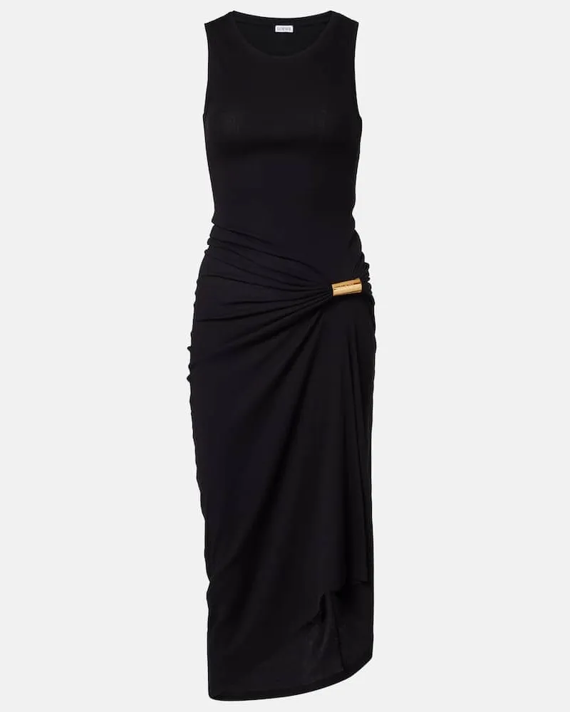Loewe Midikleid Tank aus einem Baumwollgemisch Schwarz