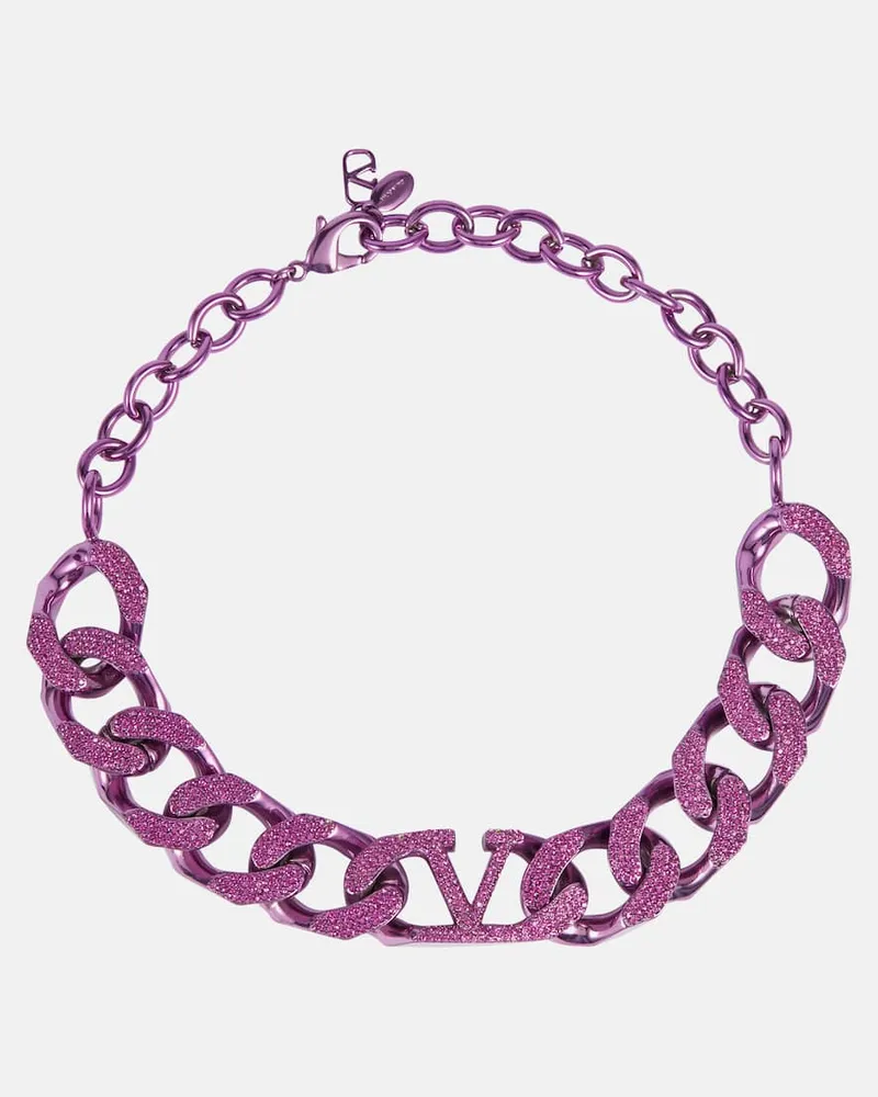 Valentino Garavani Choker VLogo mit Kristallen Pink