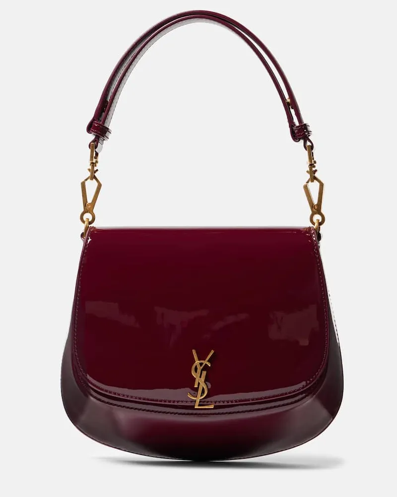 Saint Laurent Schultertasche Voltaire aus Lackleder Burgunderrot