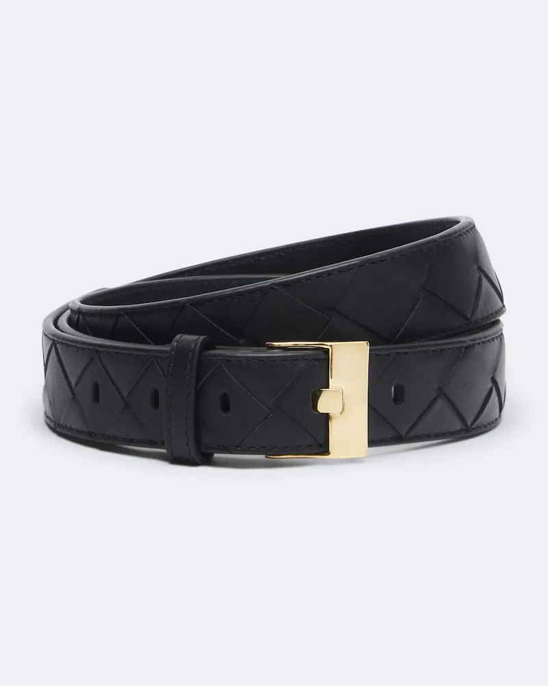 Bottega Veneta Gürtel Intrecciato aus Leder Schwarz