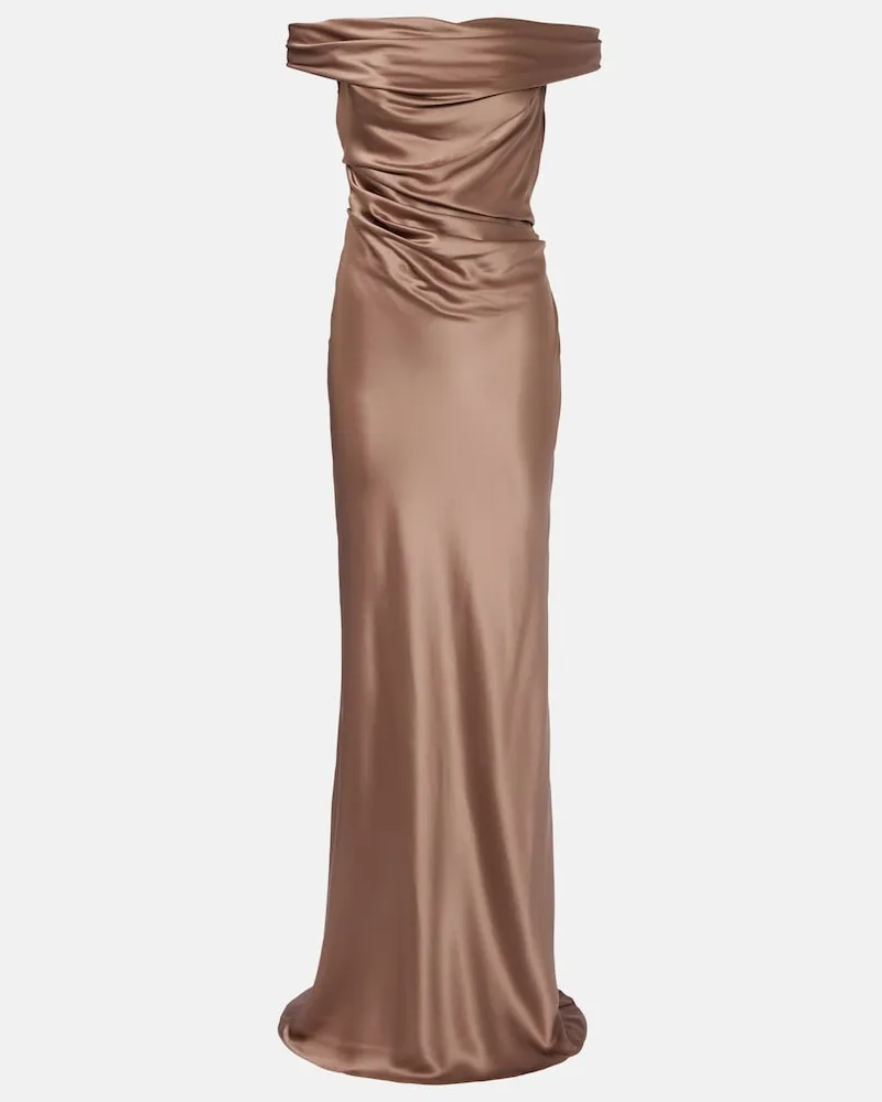 The Sei Robe Bardot aus Seidencharmeuse Braun