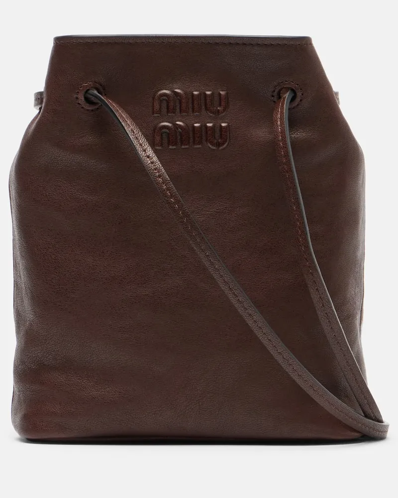 Miu Miu Schultertasche Mini aus Leder Braun