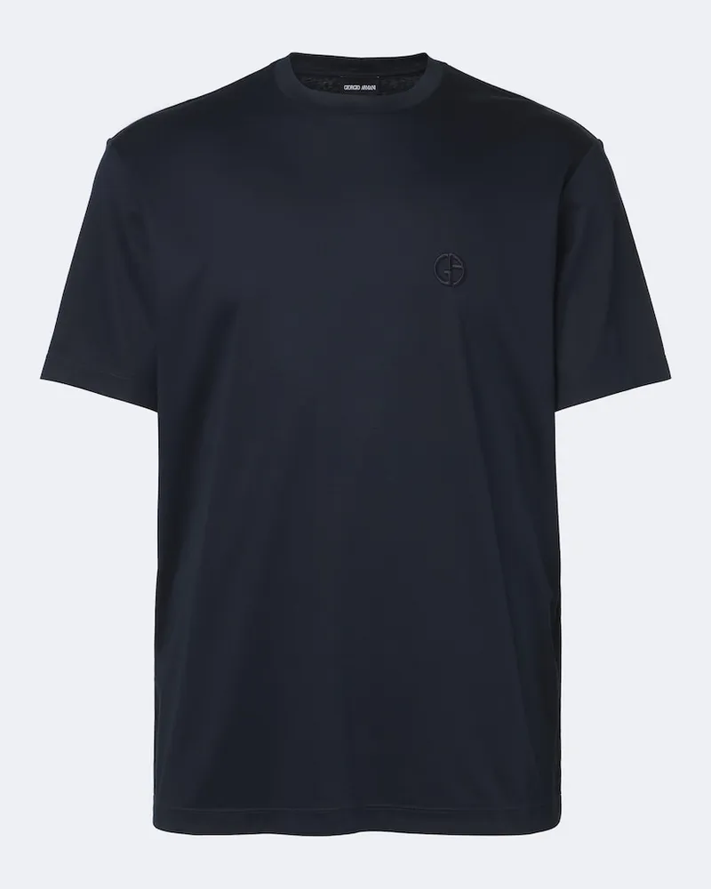 Giorgio Armani T-Shirt aus Baumwoll-Jersey Blau