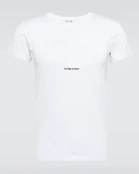 Saint Laurent T-Shirt Signature aus Baumwolle Weiss