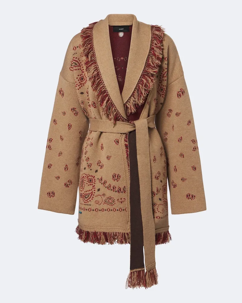 Alanui Cardigan Bandana aus Kaschmir-Jacquard Braun