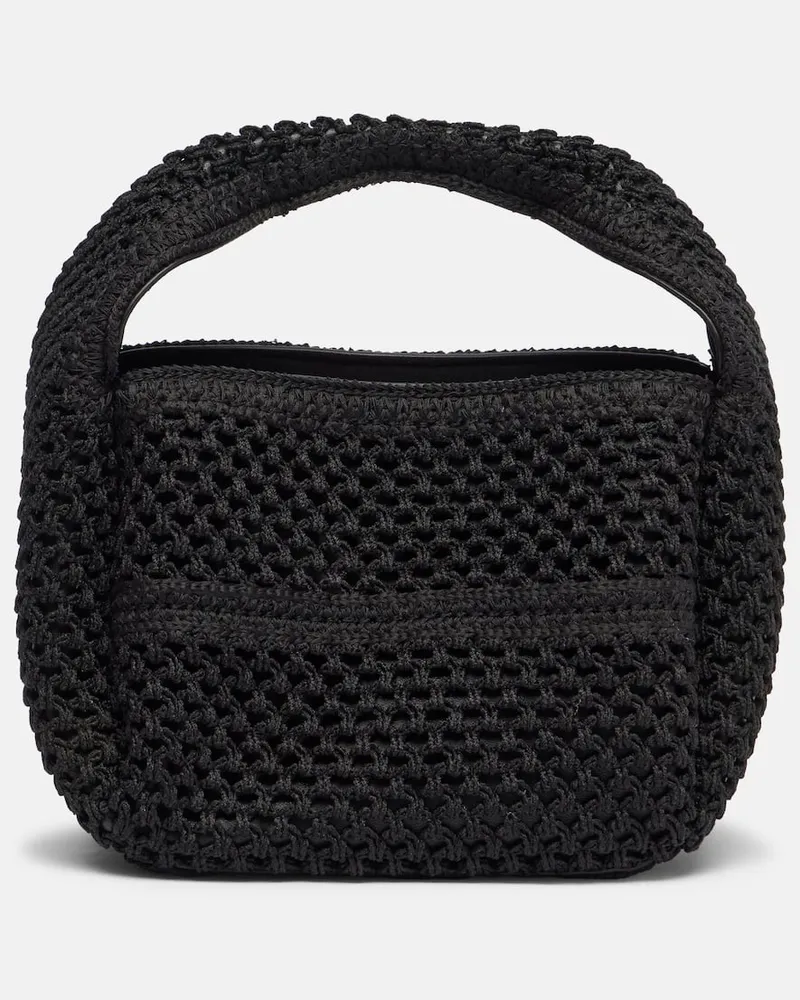 Totême Tote Bucket Petit aus Häkelstrick Schwarz