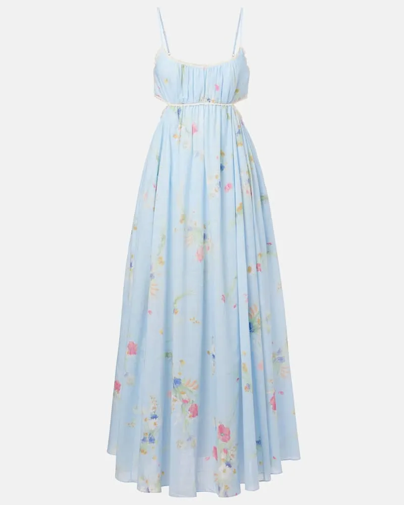 Zimmermann Maxikleid Lucky Picnic aus Baumwolle Blau