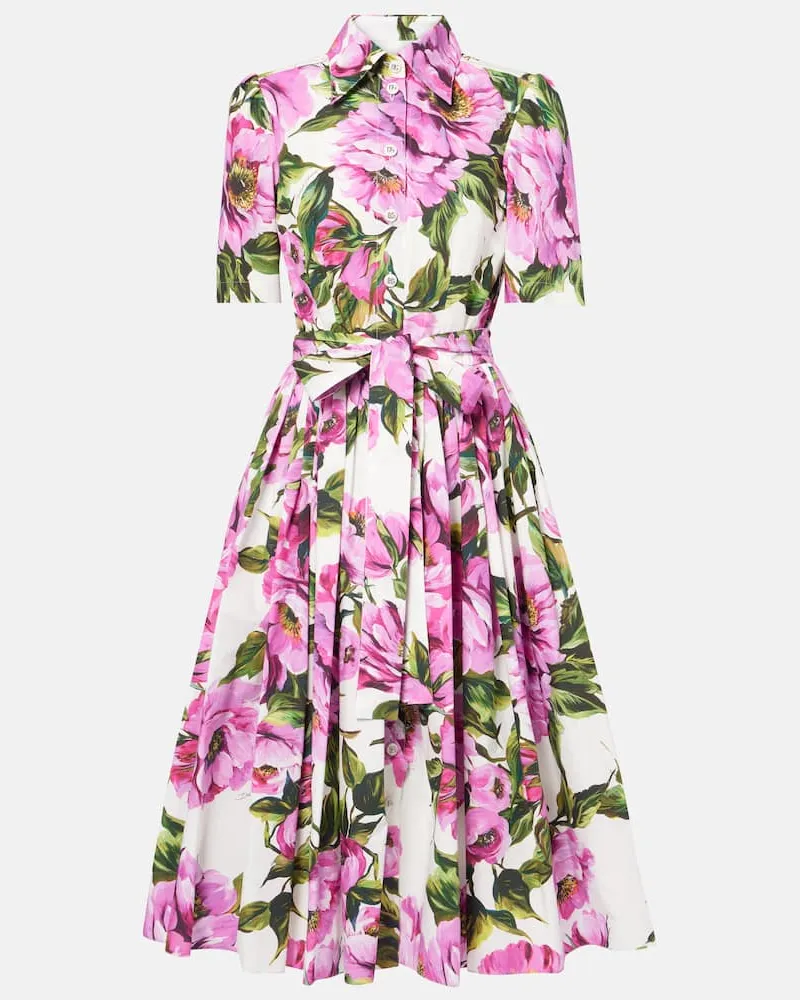 Dolce & Gabbana Midikleid aus Baumwolle Multicolor