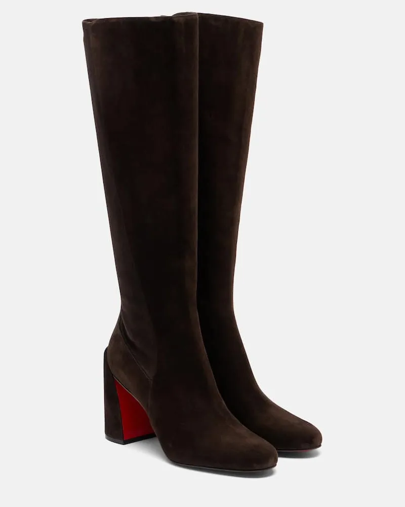 Christian Louboutin Overknee-Stiefel Loo 85 aus Veloursleder Braun