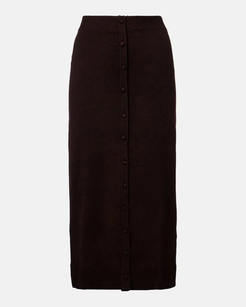 Victoria Beckham Midirock aus einem Wollgemisch Braun