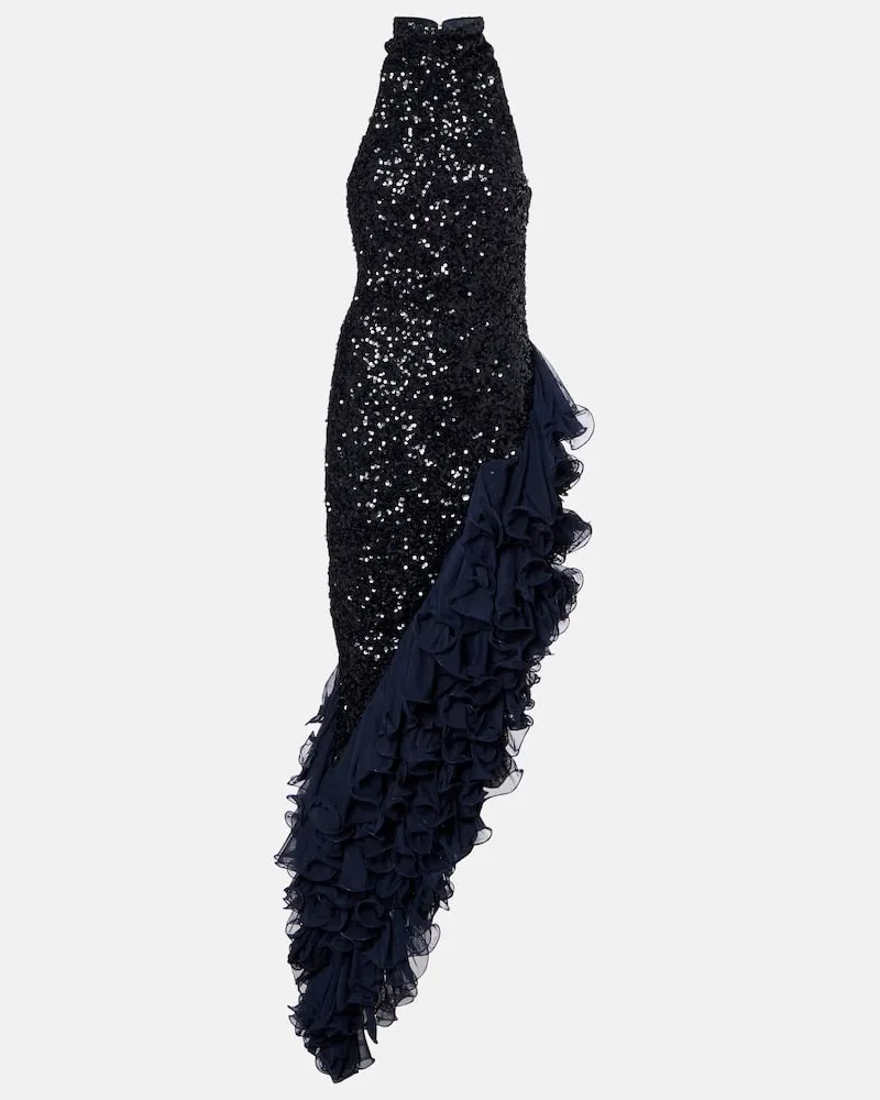 ROTATE Birger Christensen Cocktailkleid mit Pailletten Blau