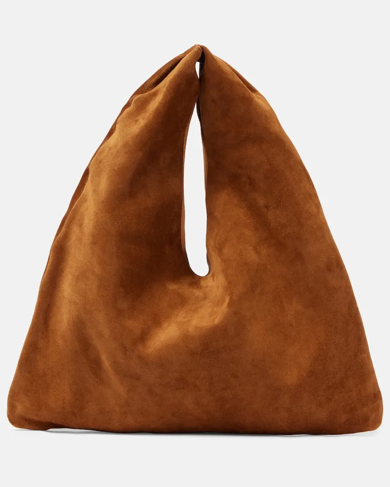 The Row Tote Bag Bindle Small aus Veloursleder Braun