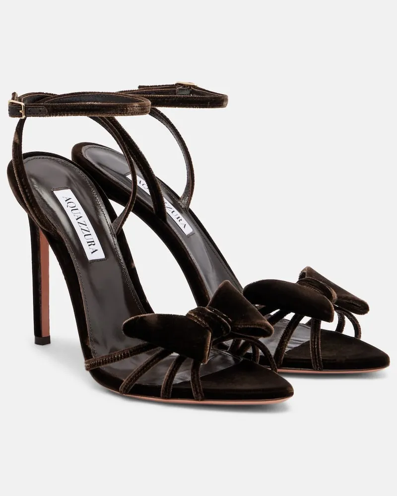 Aquazzura Sandalen Black Tie 105 aus Samt Braun