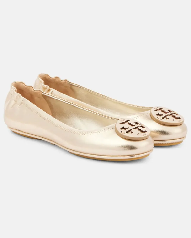 Tory Burch Ballerinas Minnie aus Metallic-Leder Gold