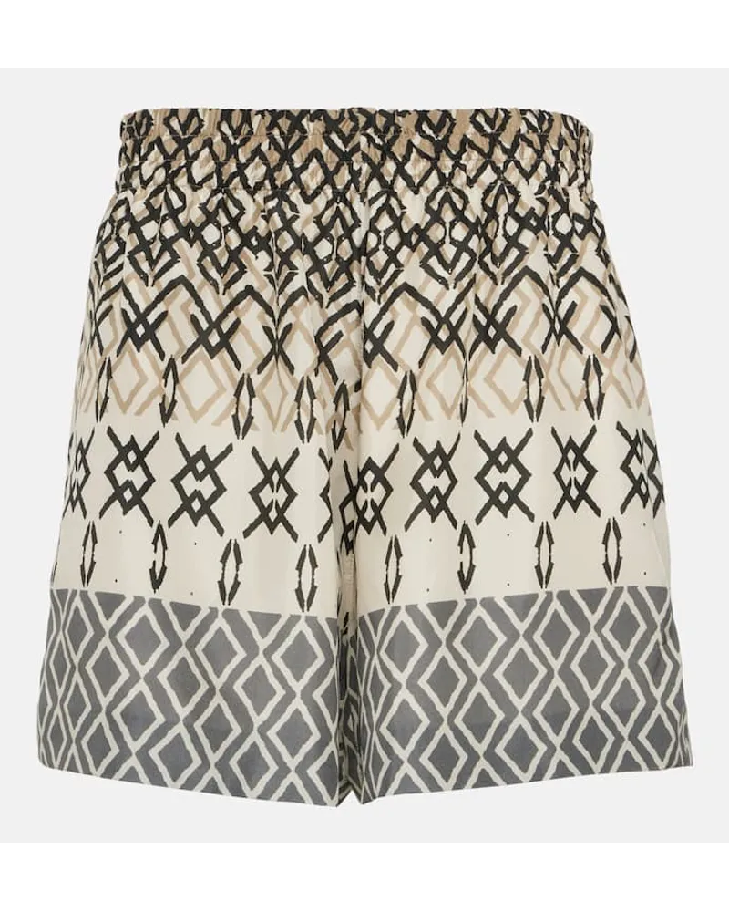 Brunello Cucinelli Bedruckte Shorts aus Seide Multicolor