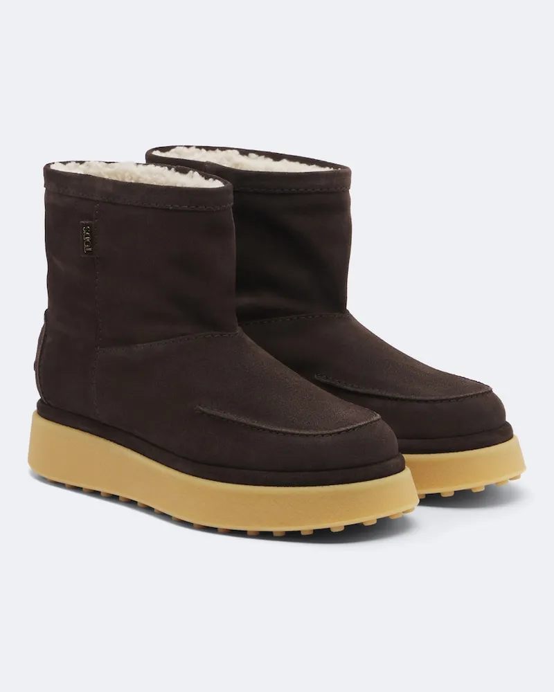 TOD'S Ankle Boots aus Veloursleder mit Shearling Braun