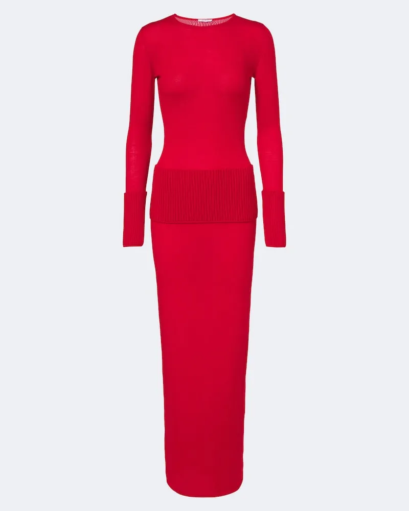 Alaïa Alaïa Maxikleid aus Wolle Rot