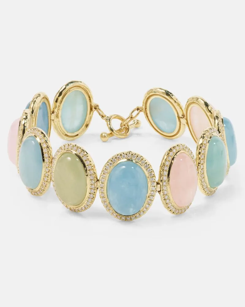 Octavia Elizabeth Armband Front Street aus 18kt Gelbgold mit Diamanten und Beryl Multicolor