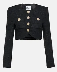 Self-Portrait Cropped-Jacke aus Boucle Schwarz