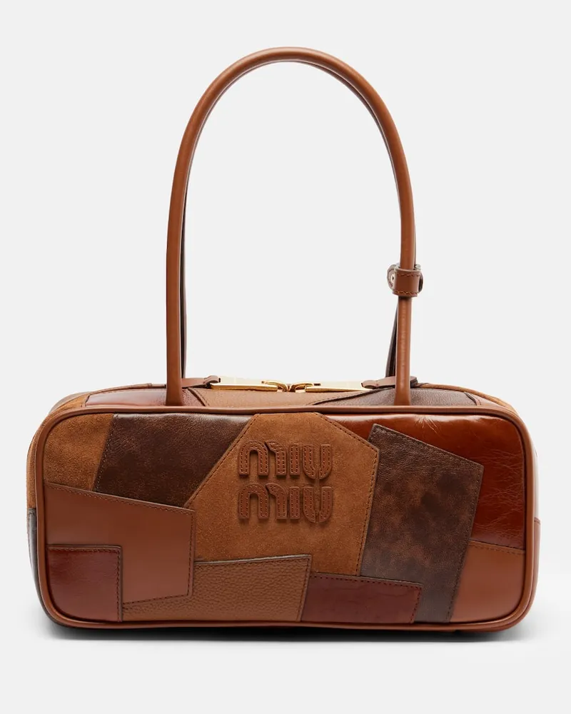 Miu Miu Schultertasche Beau Small aus Leder Braun