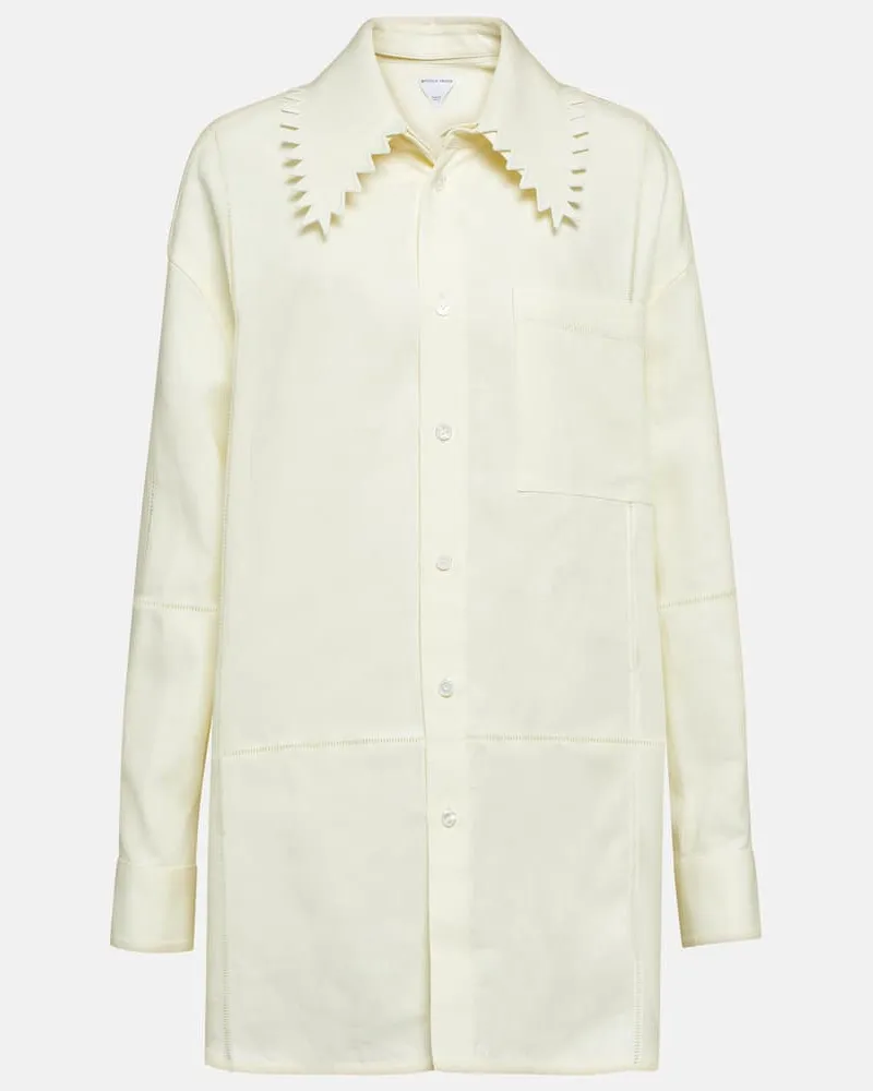 Bottega Veneta Oversize-Hemd aus Leinen Weiß