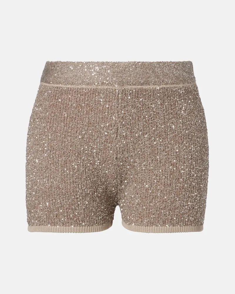 Brunello Cucinelli Shorts aus Baumwolle mit Pailletten Beige