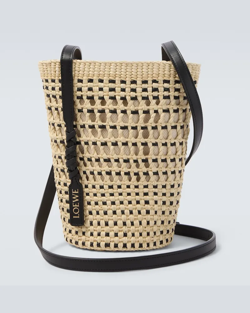 Loewe Paula's Ibiza Schultertasche mit Leder Beige