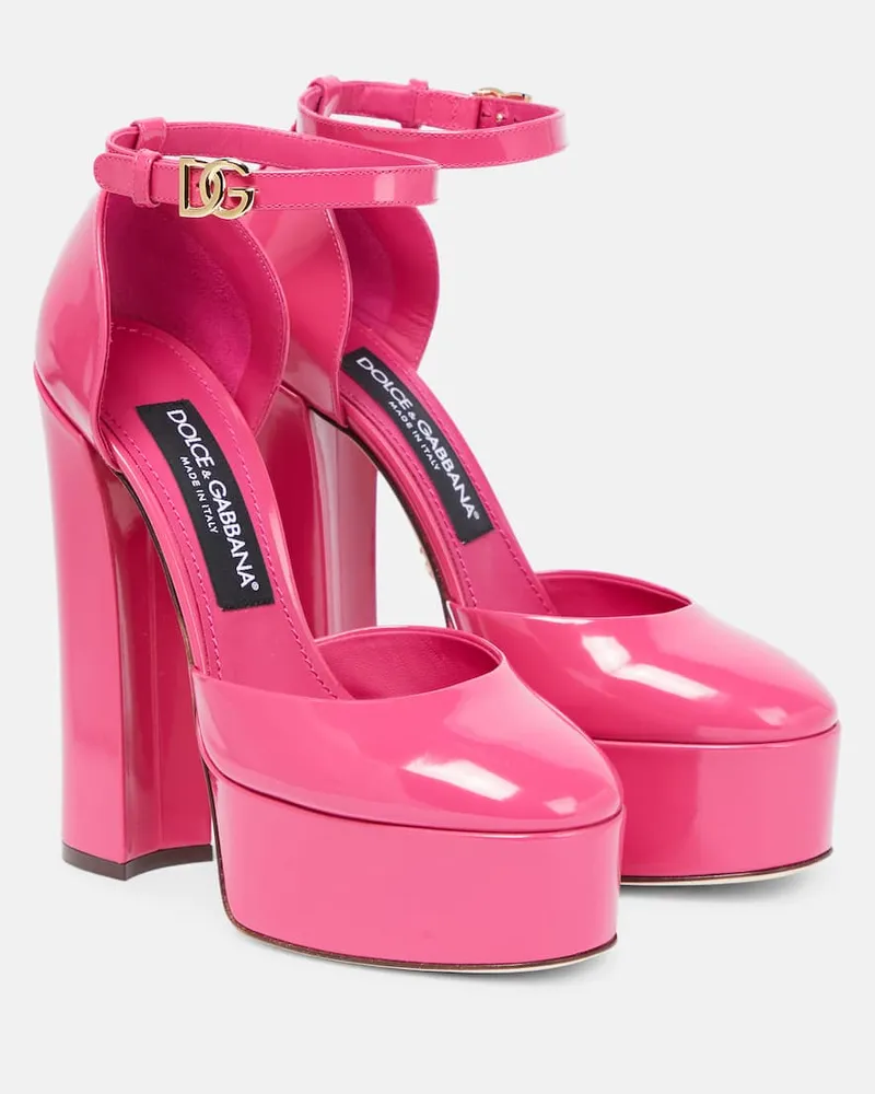 Dolce & Gabbana Plateausandalen aus Leder Rosa