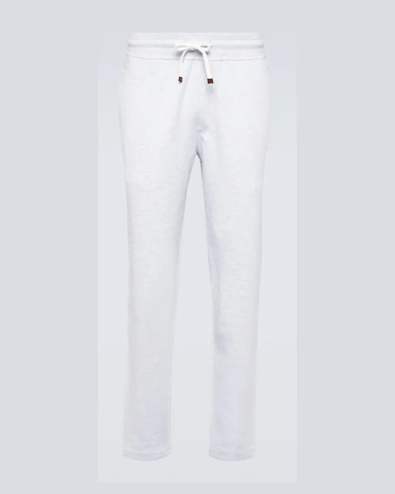 Brunello Cucinelli Jogginghose aus einem Baumwollgemisch Weiã