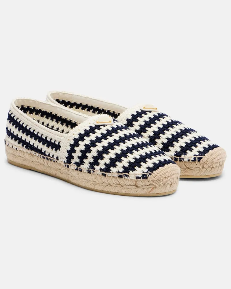 Prada Espadrilles aus Häkelstrick Blau