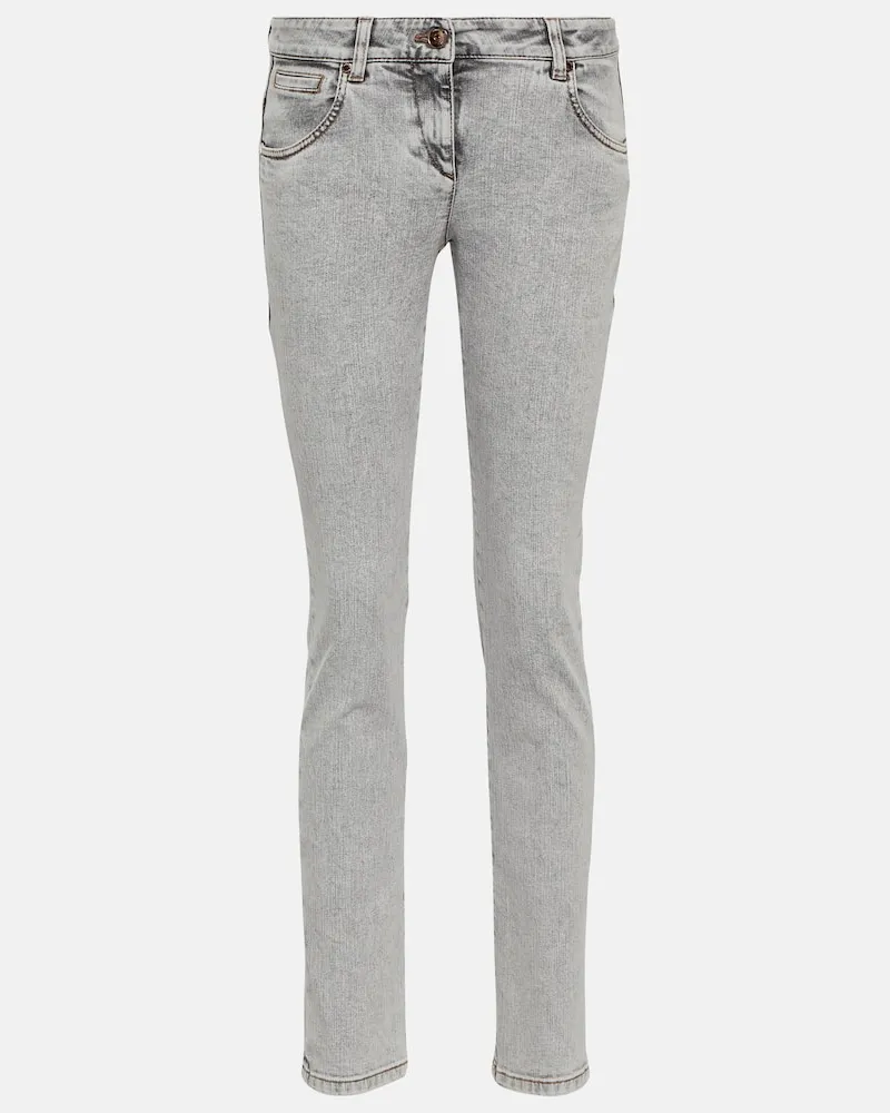 Brunello Cucinelli Low-Rise Skinny Jeans Grau