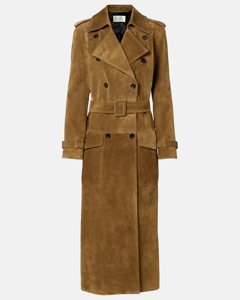 Saint Laurent Trenchcoat aus Veloursleder Braun