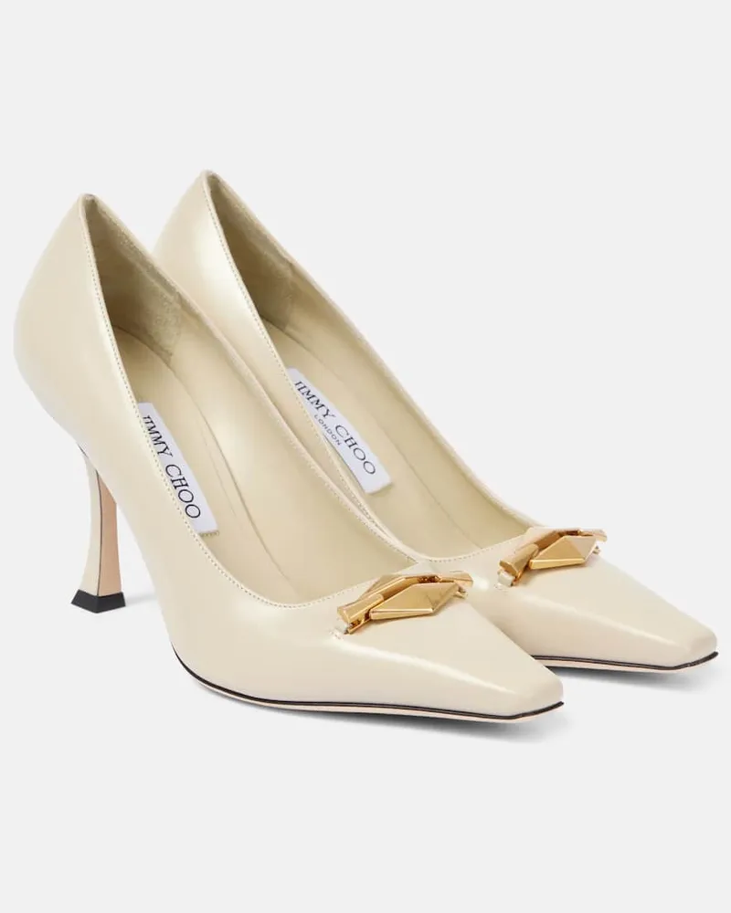 Jimmy Choo Verzierte Pumps Ryker 90 aus Leder Weiß