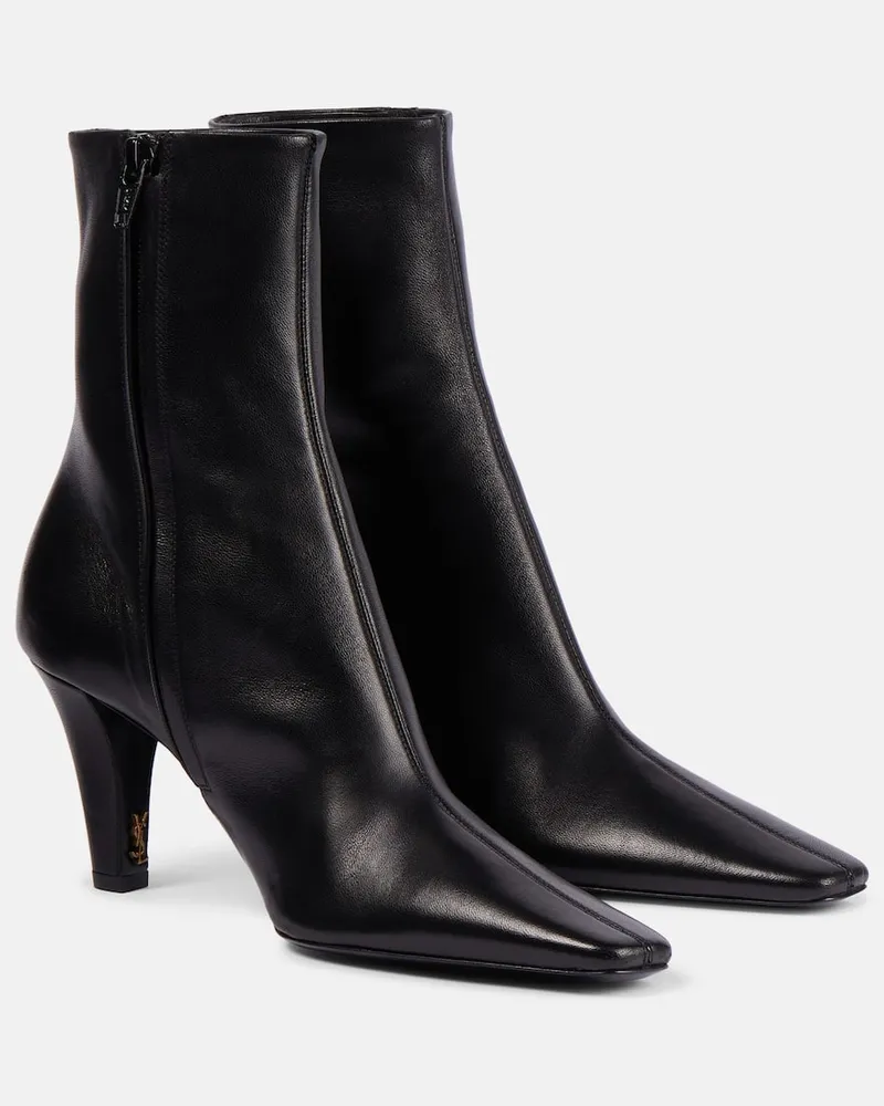 Saint Laurent Ankle Boots Jill 75 aus Leder Schwarz