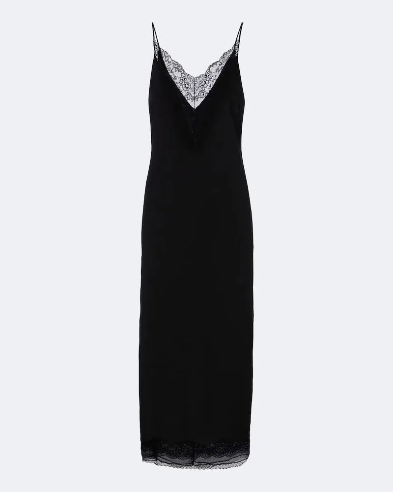 Magda Butrym Slipdress aus Seidensamt mit Spitze Schwarz