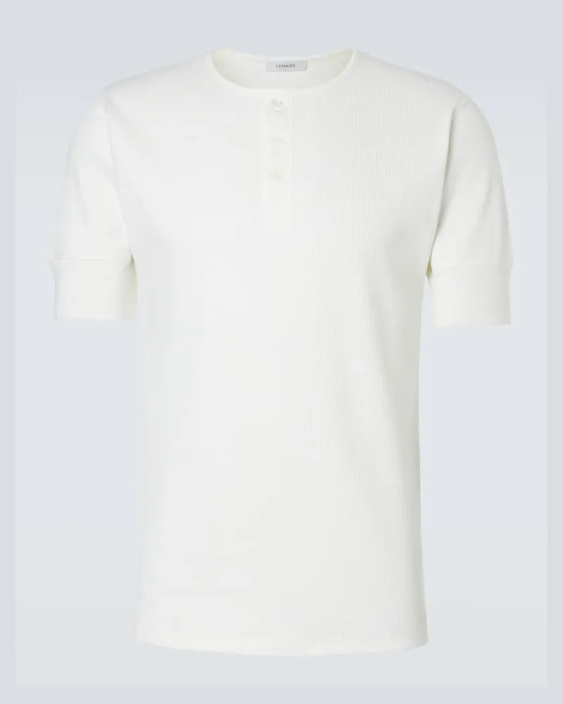 Christophe Lemaire Henley-Top aus Baumwolle und Leinen Weiß