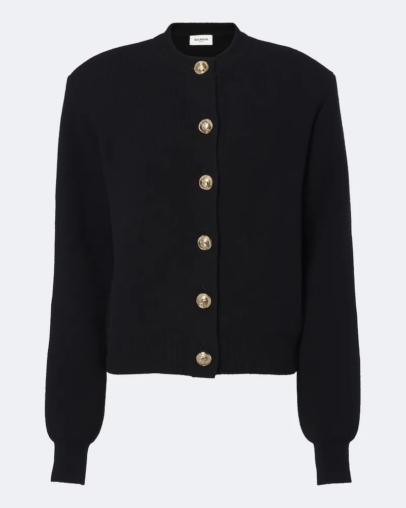 Balmain Cardigan aus Kaschmir und Wolle Schwarz