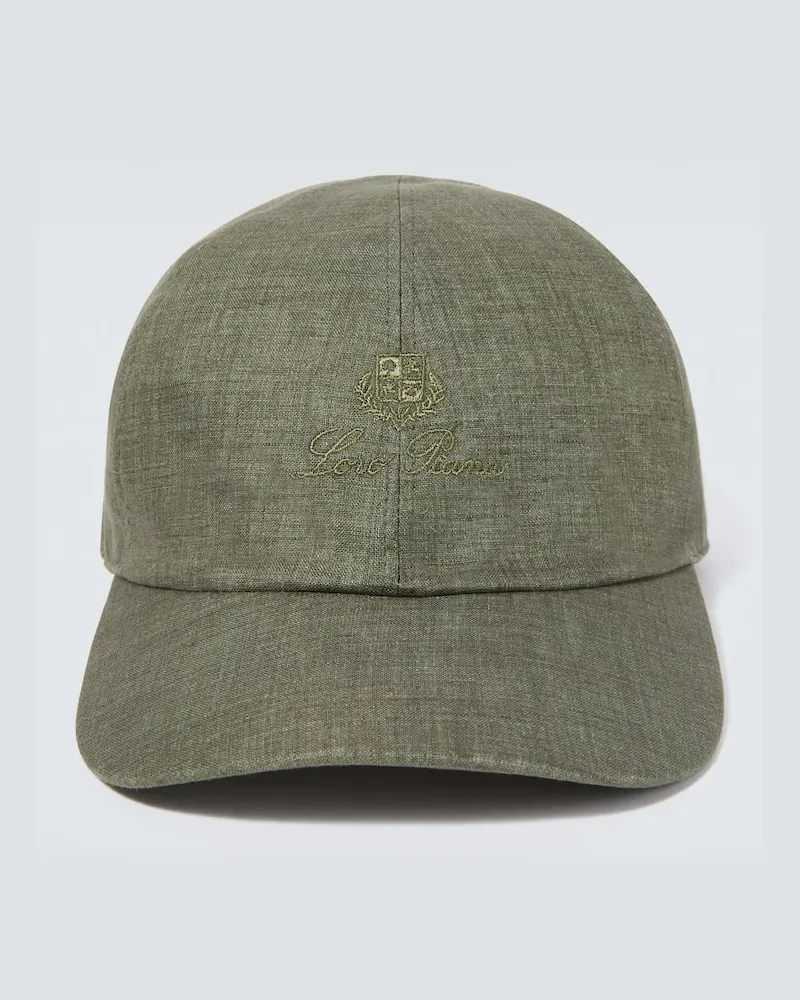 Loro Piana Baseballcap aus Leinen Grün
