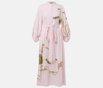Bedrucktes Midikleid aus Leinen