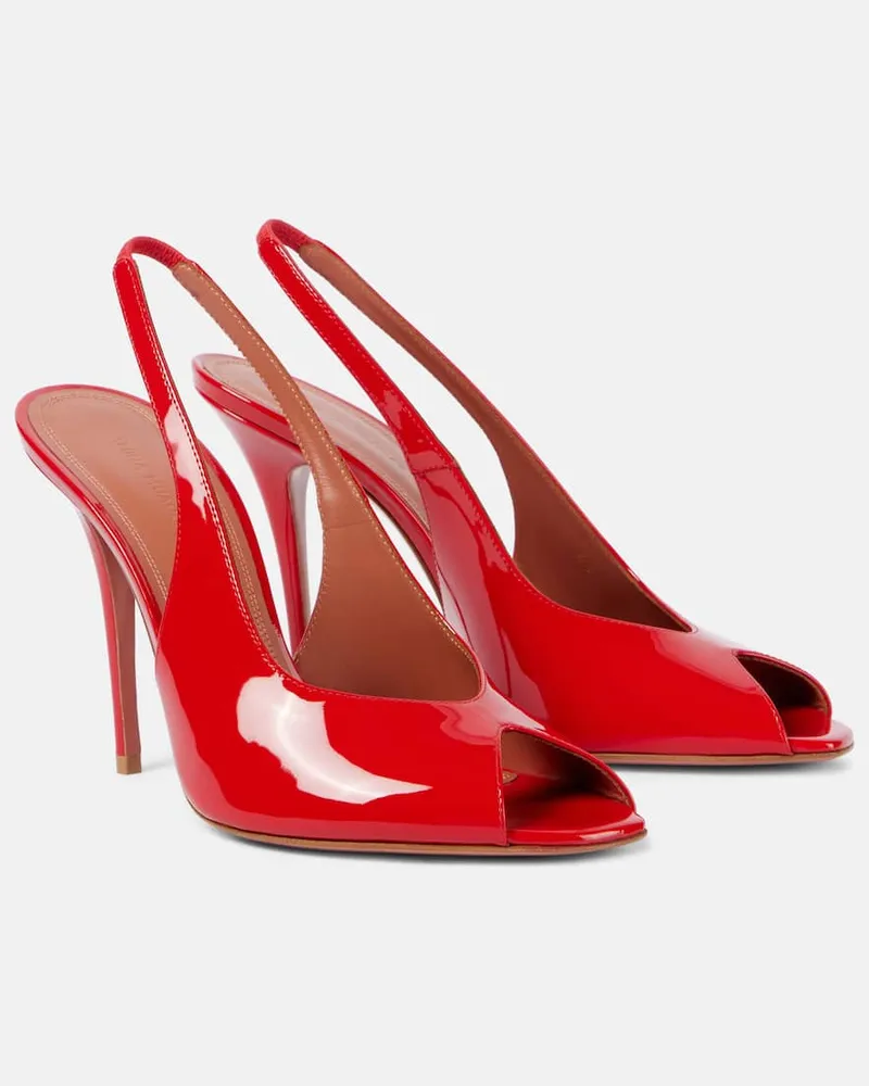 Amina Muaddi Slingback-Pumps Kristina 105 aus Lackleder Rot