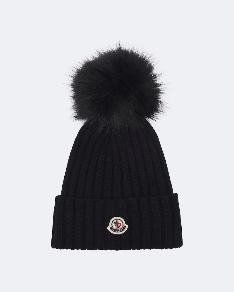 Moncler Mütze aus Rippstrick Schwarz