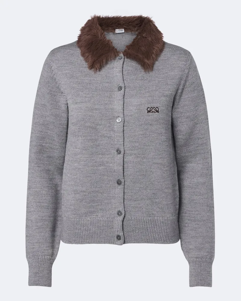 Loewe Cardigan Double aus Wolle Grau