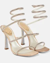 René Caovilla Verzierte Sandalen Cleo aus Satin Beige