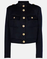 Tom Ford Cropped-Jacke aus Wolle und Kaschmir Blau