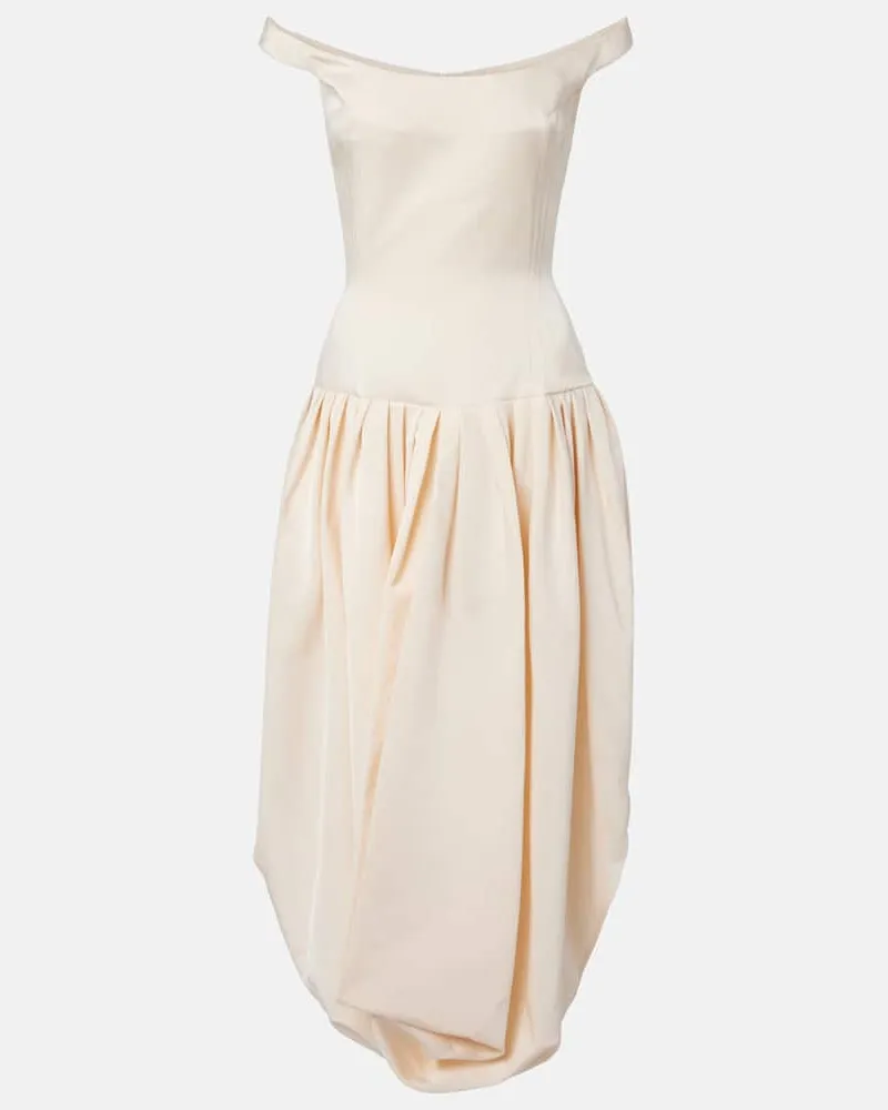 Magda Butrym Off-Shoulder-Maxikleid aus Baumwolle und Seide Weiß