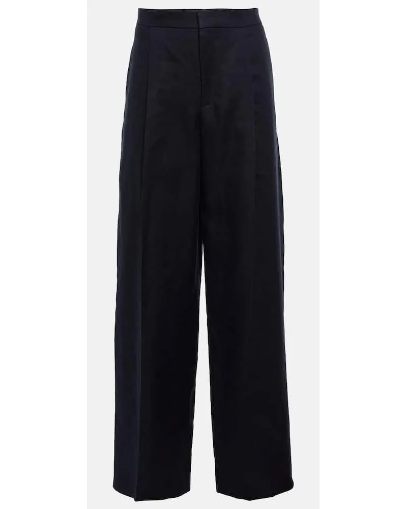 Chloé Chloé Weite Hose aus Leinen-Drill Blau